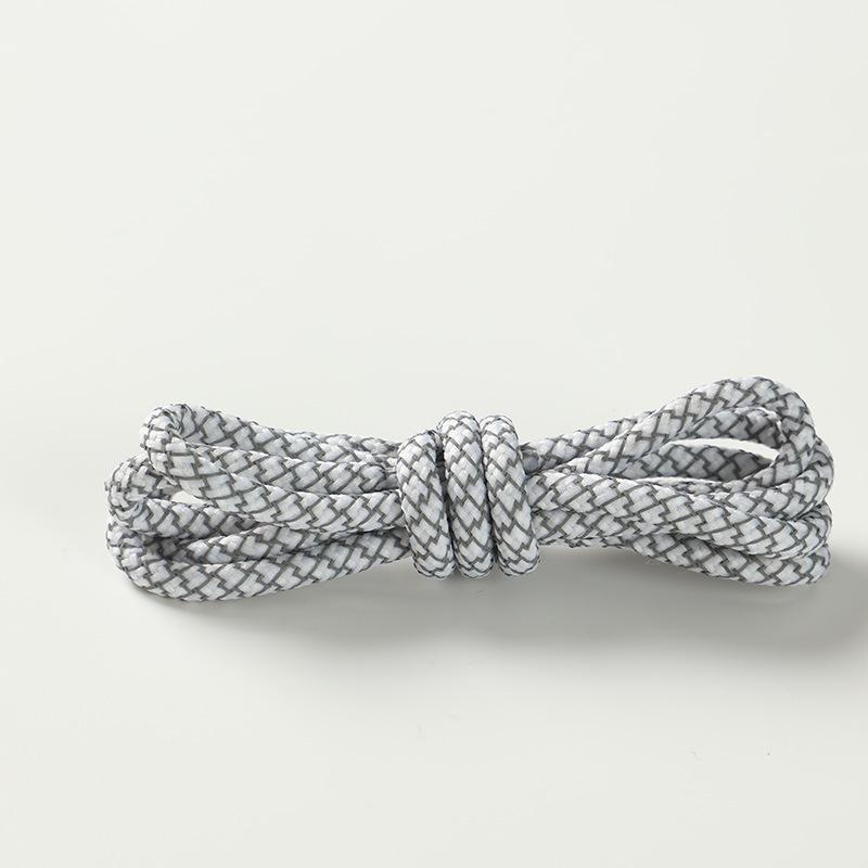 1 Pair 120CM Reflective Sports Shoelace Round Woven Rope Rhoelace Rtrong Light Shoelace Durable Polyester Shoelace Rope