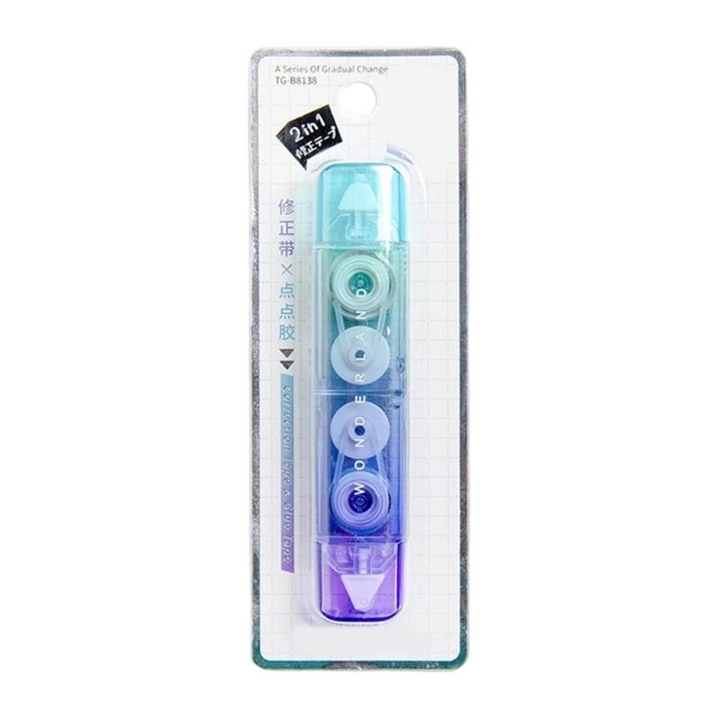 2 in 1 Double Head Correction Tape Gradient Color White Out Tape Scrapbooking Tape with Adhesive Roller