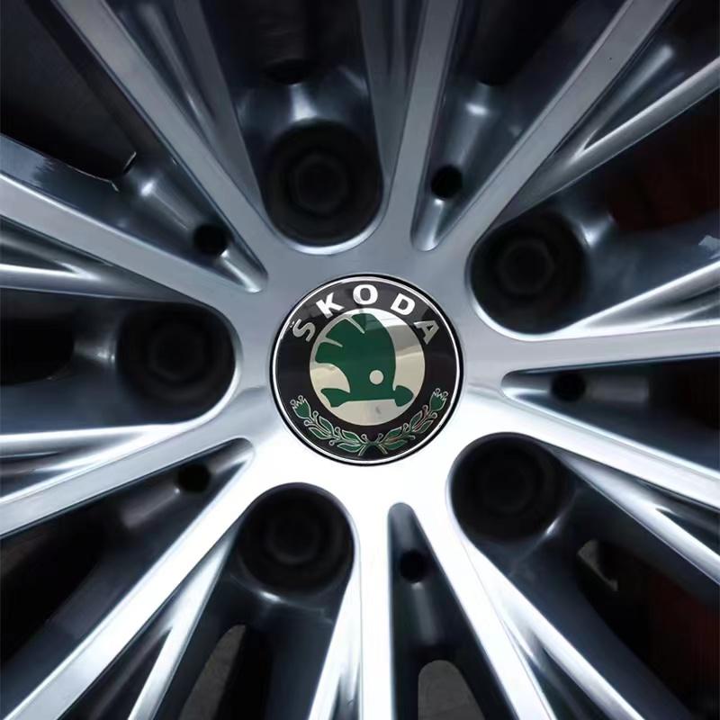 WMTY7 4pcs 56mm Car Emblem Wheel Hub Caps Center Cover Sticker Decoration For Skoda Octavia Superb Rapid Kodiaq Karoq Fabia Roomster