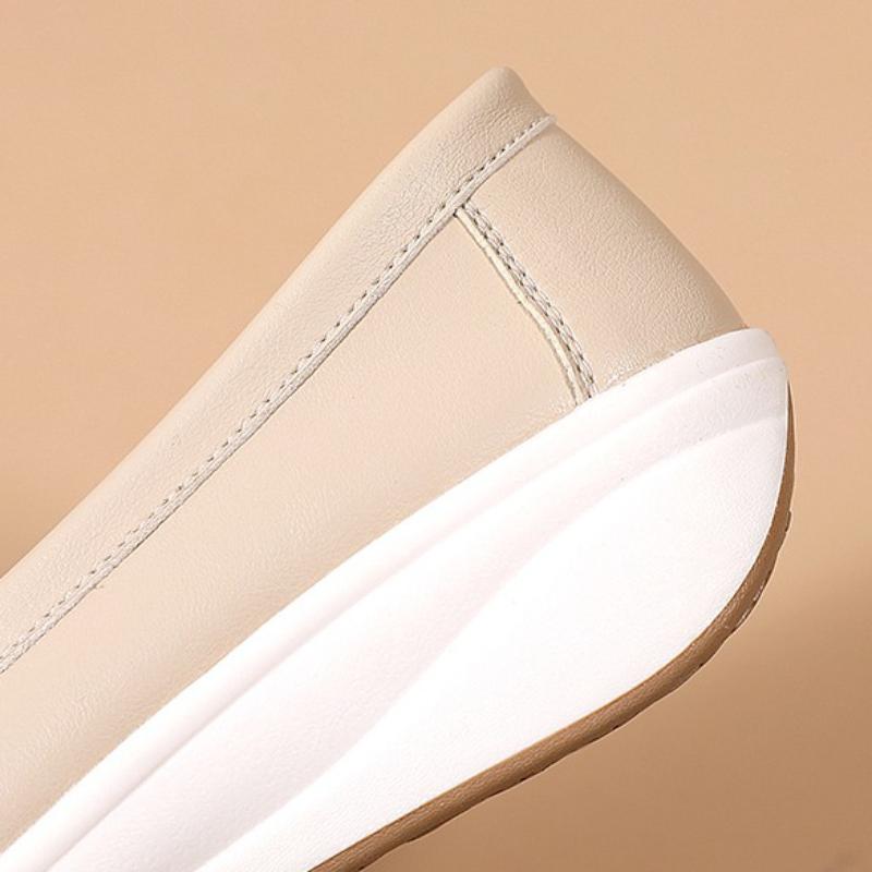Women's Leather Wedge Loafers Non-slip Soft Sole Casual Shoes Lightweight Platform Footwear for Daily Wear