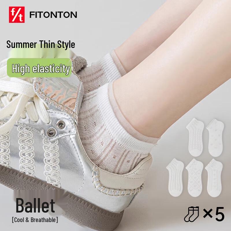 FitonTon Women s Summer Thin Cotton Mesh Lace Ankle Socks (5 Pairs) One Size