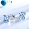 Umcho Emerald Topaz Gemstone 925 Sterling Silver Stud Earrings For Women