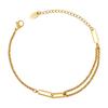 Christmas Geometric Double-Layer Chain Bracelet: Women's 18K Gold-Plated Titanium Steel Rectangular Openwork Design (E179)