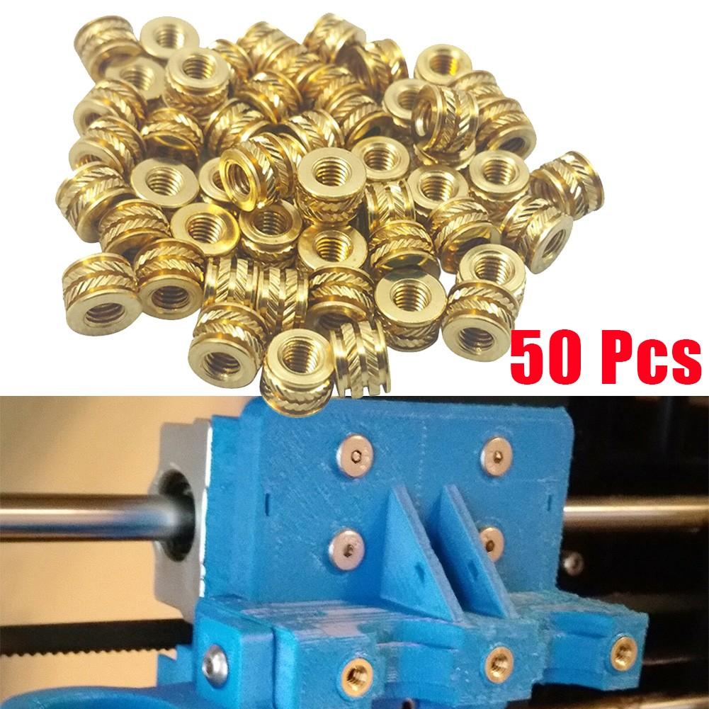 50 st  För M3 3mm För M3-0.5 Mässing Gängade Metall Värmeinsättningsskruvar för 3D-utskrift