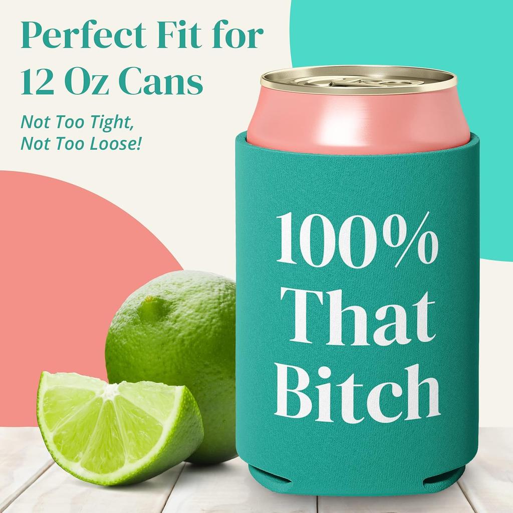 Sassy, Waterproof 100% That Turquoise Can Cooler. Durable Neoprene Beer, Soda, Water, or Other Beverage Sleeve. Novelty Drink Coolie is a Great Party