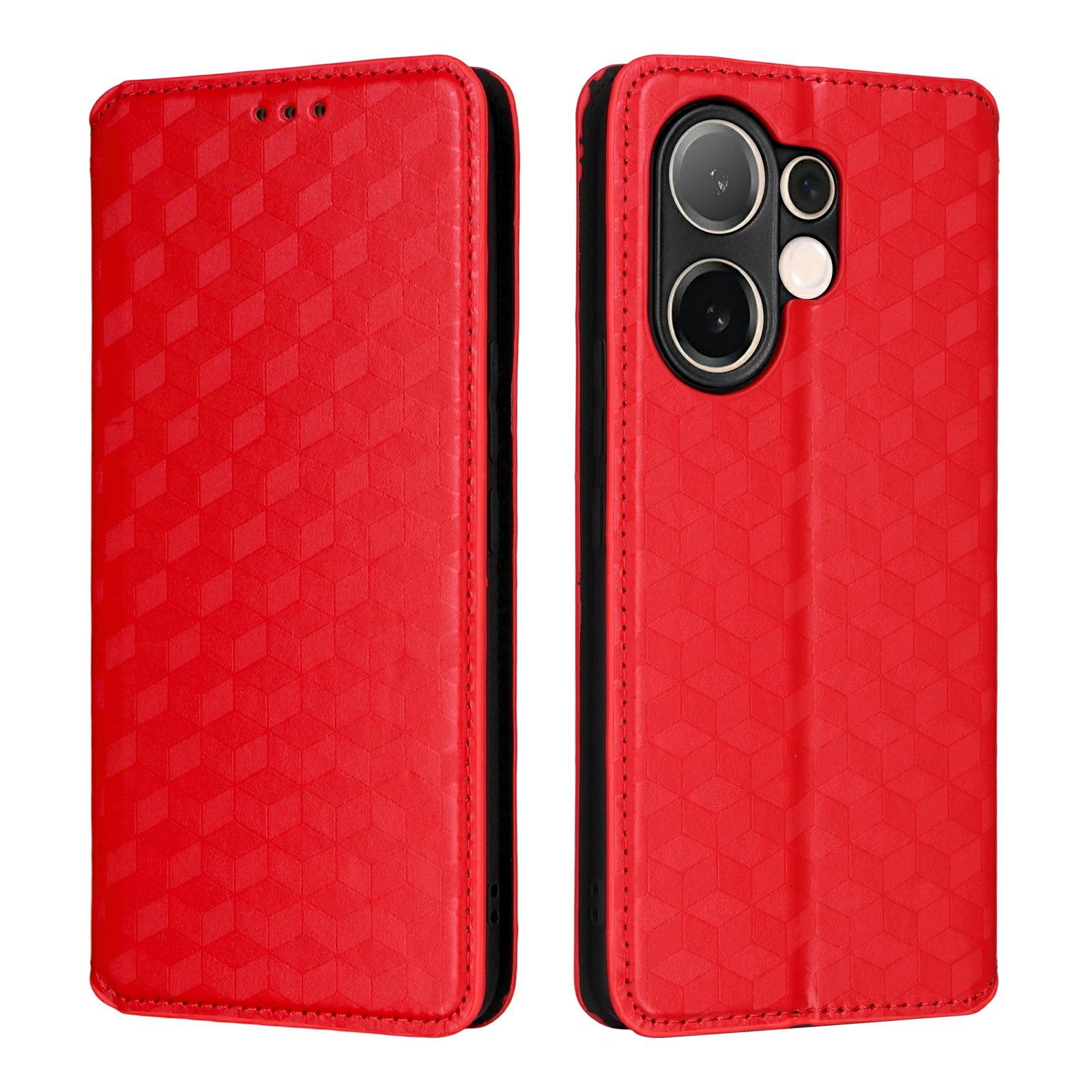 For vivo V60 5G Case Wallet Rhombus Imprint Leather Phone Cover C