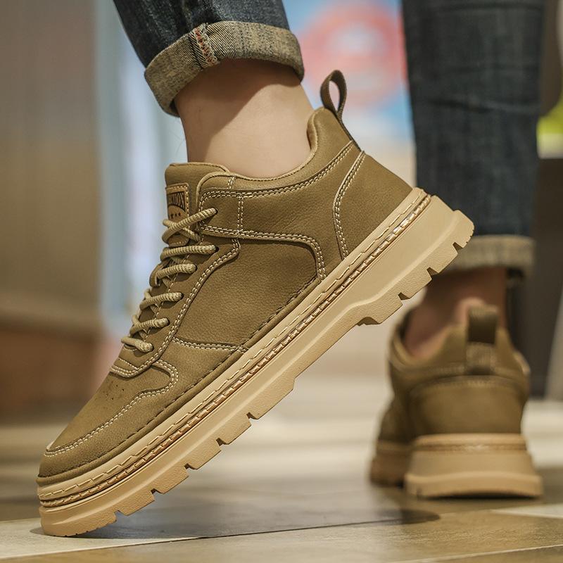 Autumn winter shoes leather British style retro Martin boots casual shoes non-slip warm high-top tooling shoes men