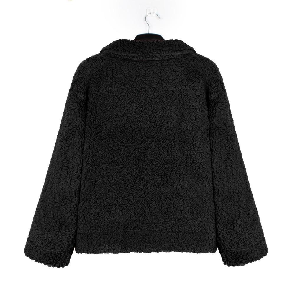 Women's Lapel Long Sleeve Faux Shearling Coat Winter Boyfriend Winter Faux Coat
