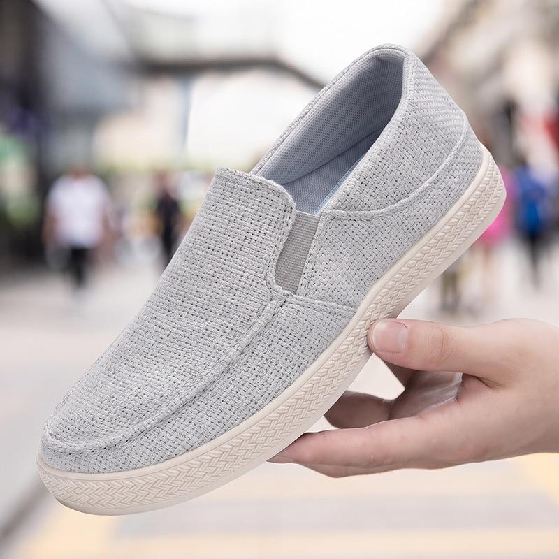 Summer Linen Shoes Men's One-pedal Lazy Shoes Breathable Foot Cover Casual Canvas Shoes Medium Old Dad Shoes