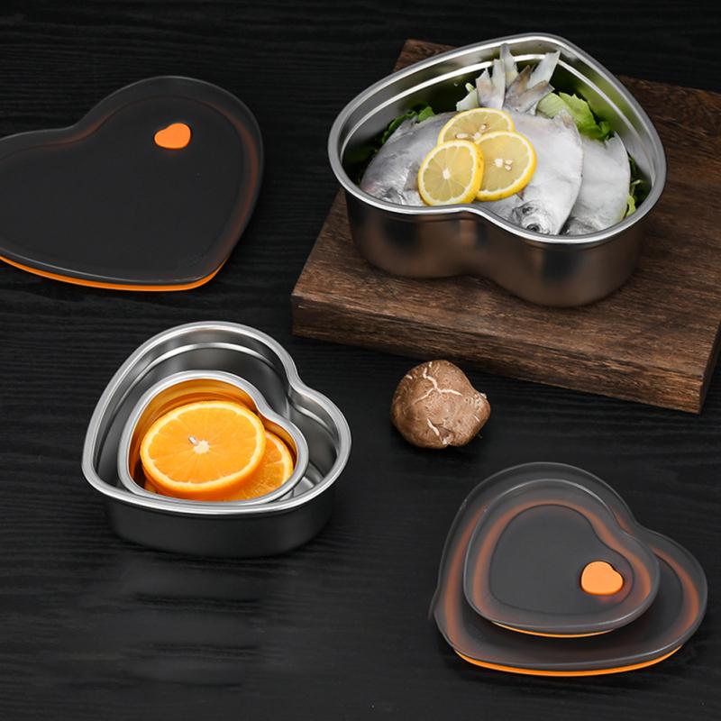 Hjerteformet matboks Bento-boks Forseglet Lekkasjesikker 304 Rustfritt Stål Matbeholdere Med Plast
