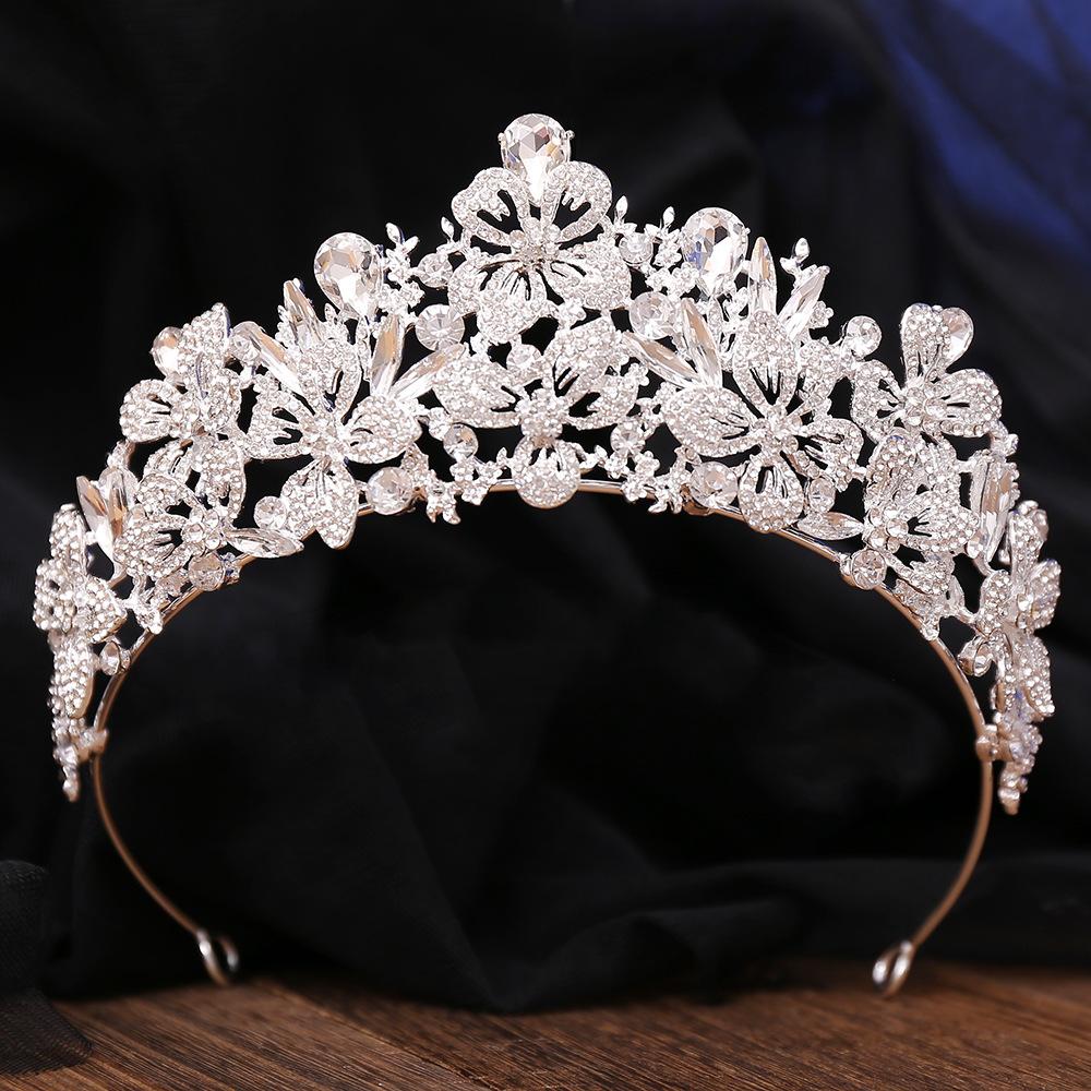 New Exquisite Butterfly Floral AB Color Crystal Crown Rhinestone Princess Pageant Diadem Wedding Hair Accessories Tiaras Jewelry