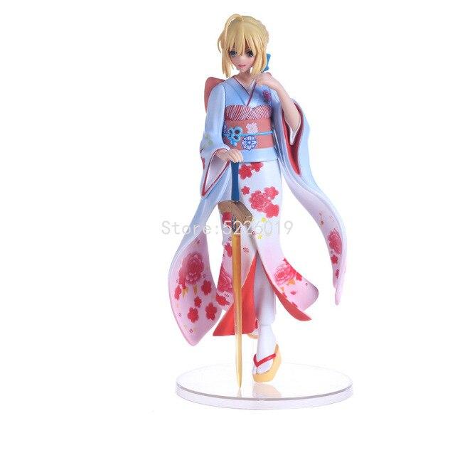 25cm Fate Stay Night Saber Kimono Ver .1 /7 Scale Action Figure Saber Sexy Girl Anime Figure Saber Figurine Collectible Model Toy