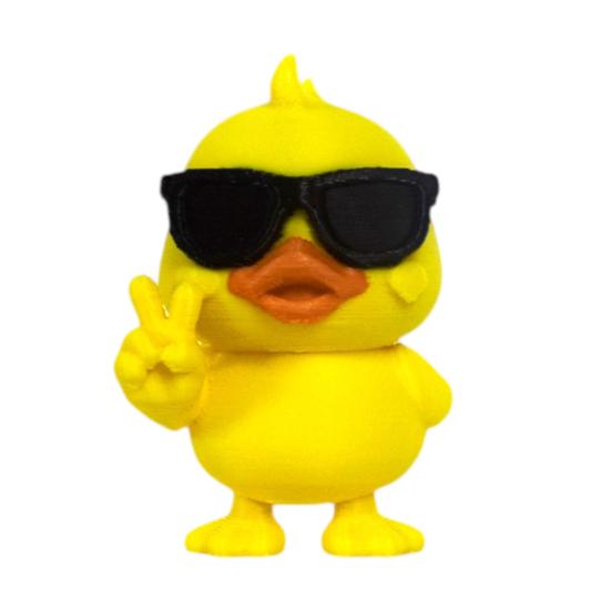 Funny Expression Decor 3D Printed Yellow Duck Figurine, Statue with Vivid Expressions, Modern Home Accent Cute Miniature Desktop Ornaments for Office