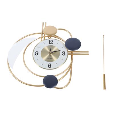 Wall Clock for Living Room Decor with Swinging Gold Pendulum Easy Reading Stainless Steel Alloy