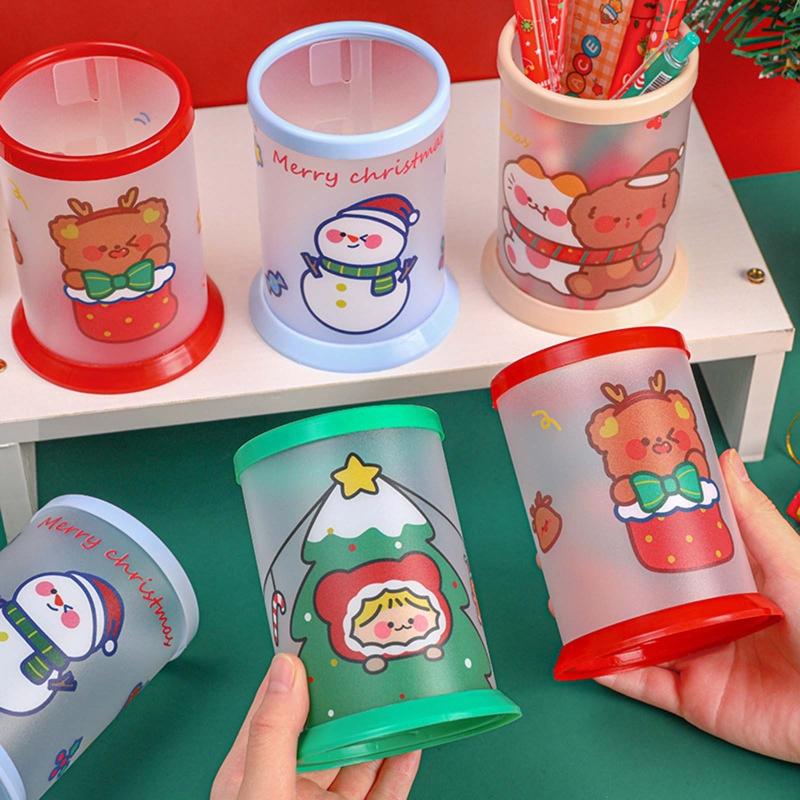 Christmas Pen Cup Paint Brush Holder Makeup Brush Organizer Holder Christmas Party Favors for Kids Boys Girls Students