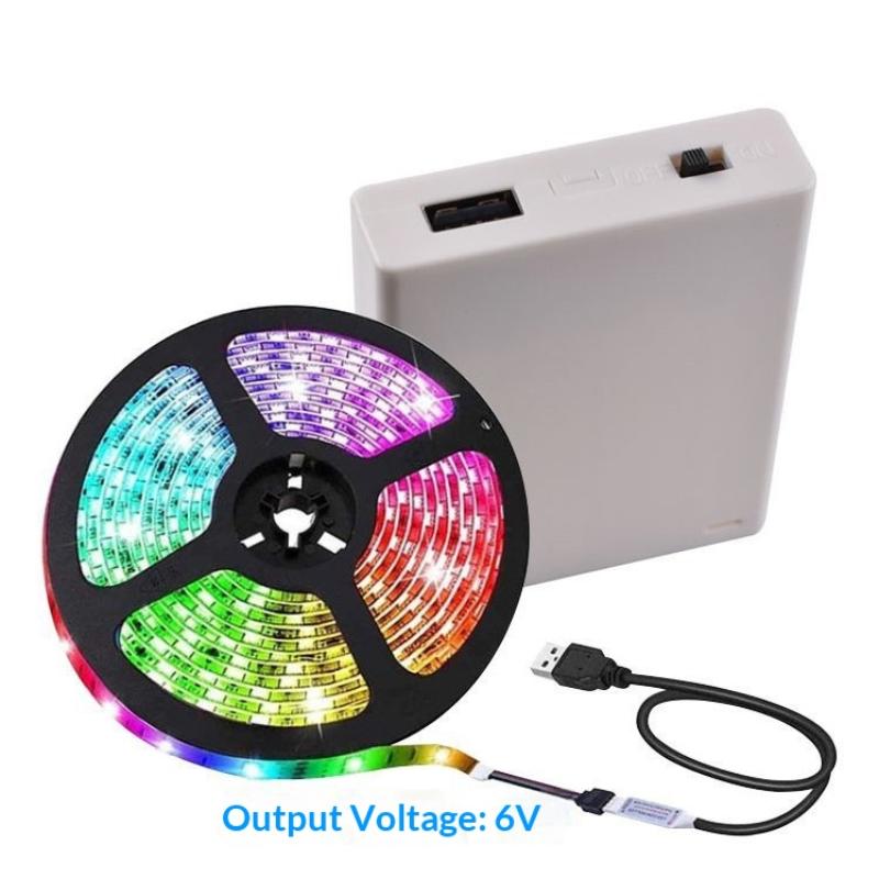 1Pcs Portable Mini USB Power Supply Battery Box 4AA Battery Holder Storage Case For LED Strip Light Accessories