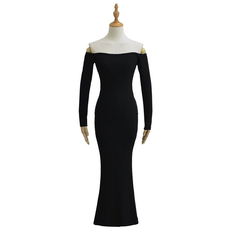 Women's One-Shoulder Off-the-Shoulder Fishtail Long Dress