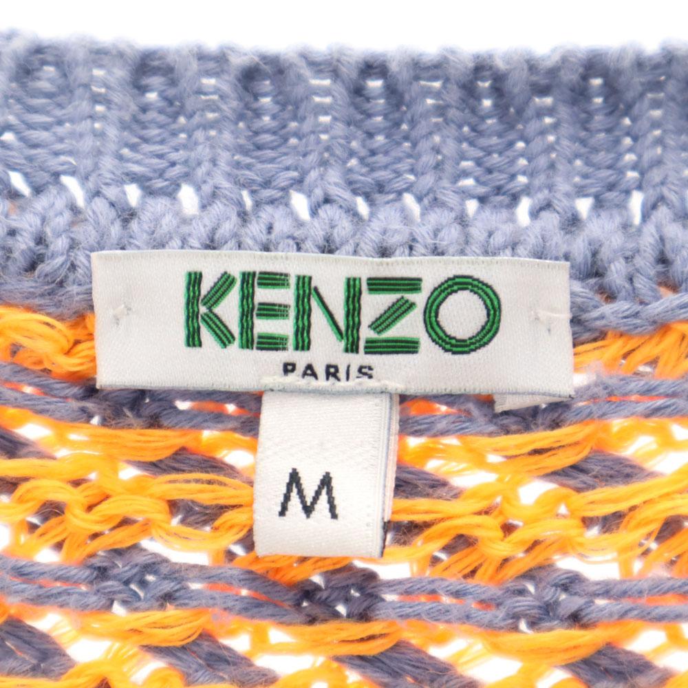 KENZO made in Italy Border Pattern Long sleeve V neck knit cardigan M Women Used