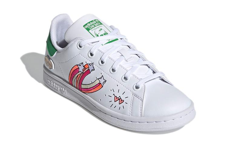 Adidas Originals Stan Smith J Kids' Skateboarding Shoes Abrasion Resistant Low top Skateboard Shoes White Green FX5976