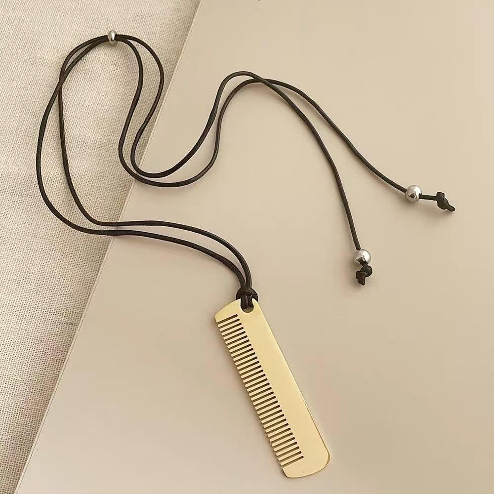 Premium Sweater Chain Titanium Steel Comb Necklace Women'S Silver Small Long Pendant Vintage Niche Design Accessories