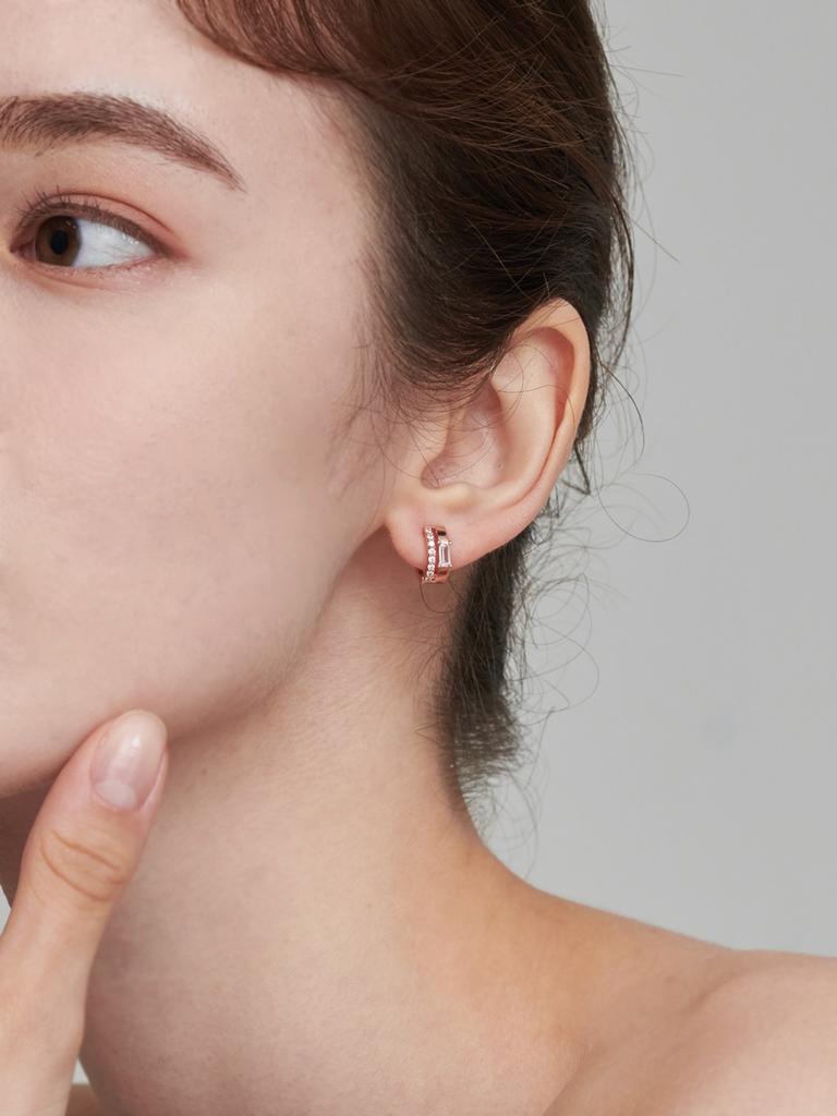 14K Two-Line One-Touch Earrings (Gold Filled) C24EGF140