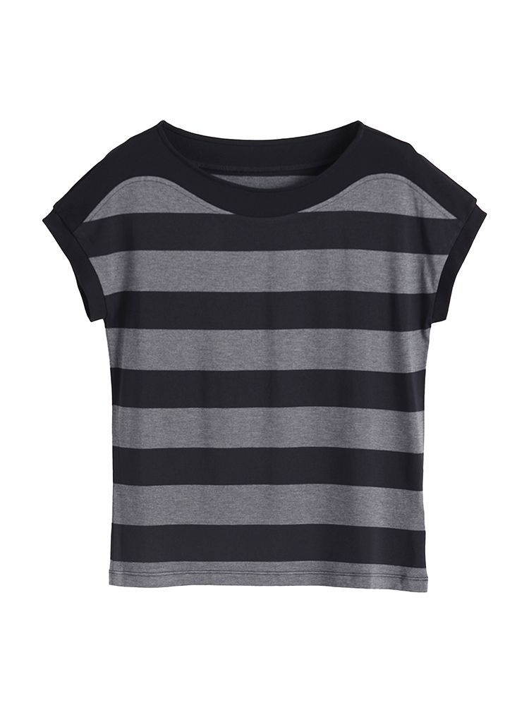 Damenmode Casual Sommer Frühling Streifendruck Kurzarm O-Ausschnitt Blusen & Hemden