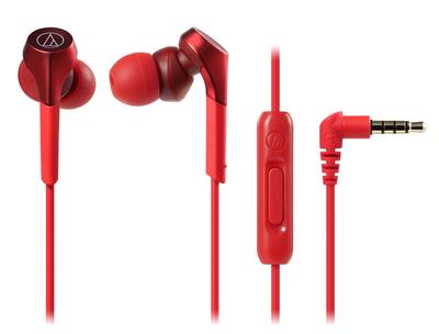 Audio-Technica ATH-CKS550XiS RD Wired Earphones for Smartphones, In-Ear Type, Deep Bass, High-Resolution Audio Compatible, Red