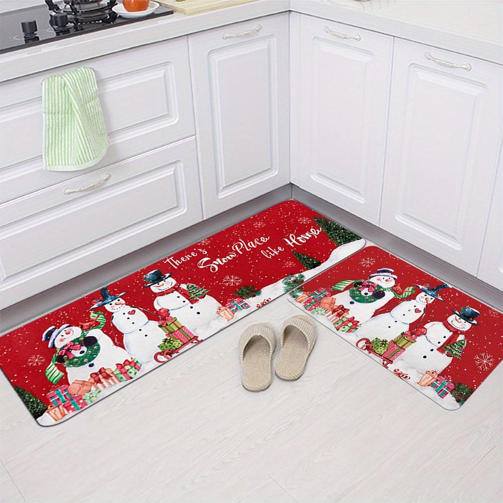 1 Stück Anti-Ermüdungs-Küchenteppiche Schneemann Weihnachts-Druck Wasserdicht Rutschfest Dick Gepolsterte Küchenmatte Schwerlast Komfort Stehmatte für Küche