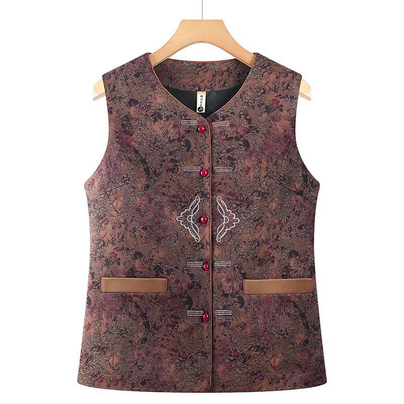 Grandma's Spring Fashion Vest: Stylish Chinese Waistcoat for Middle-Aged & Elderly Women, Perfect Autumn Wear for 60+