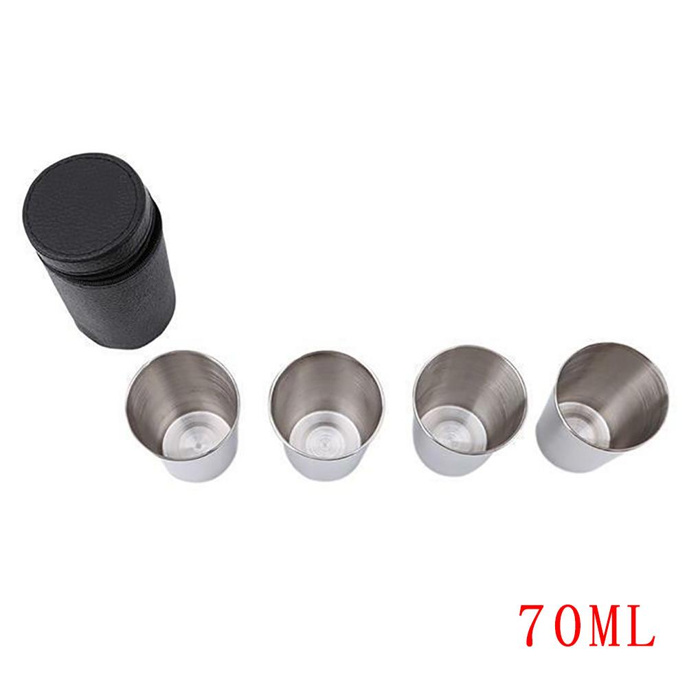 4Pcs/Set Cup Stainless Steel Wine Drinking Shot Glasses With Bag Mug Camping