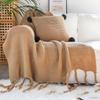 LISM Chunky Knit Throw Blanket with Tassels