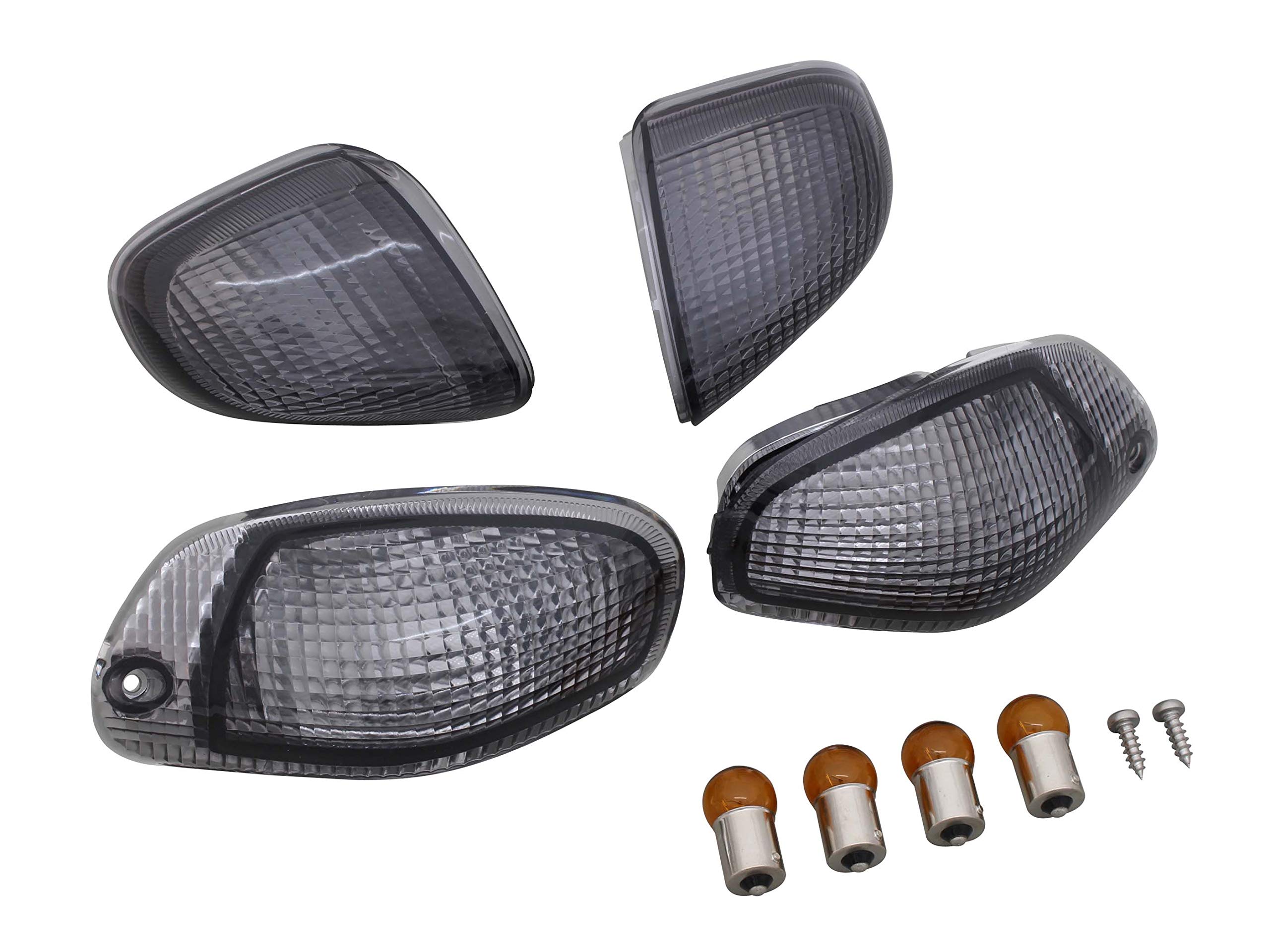 

POSH FAITH Motorcycle Accessories Custom Turn Signal Lens Set for ZZR1100 Smoke 039179 (Full Set) (D Type)