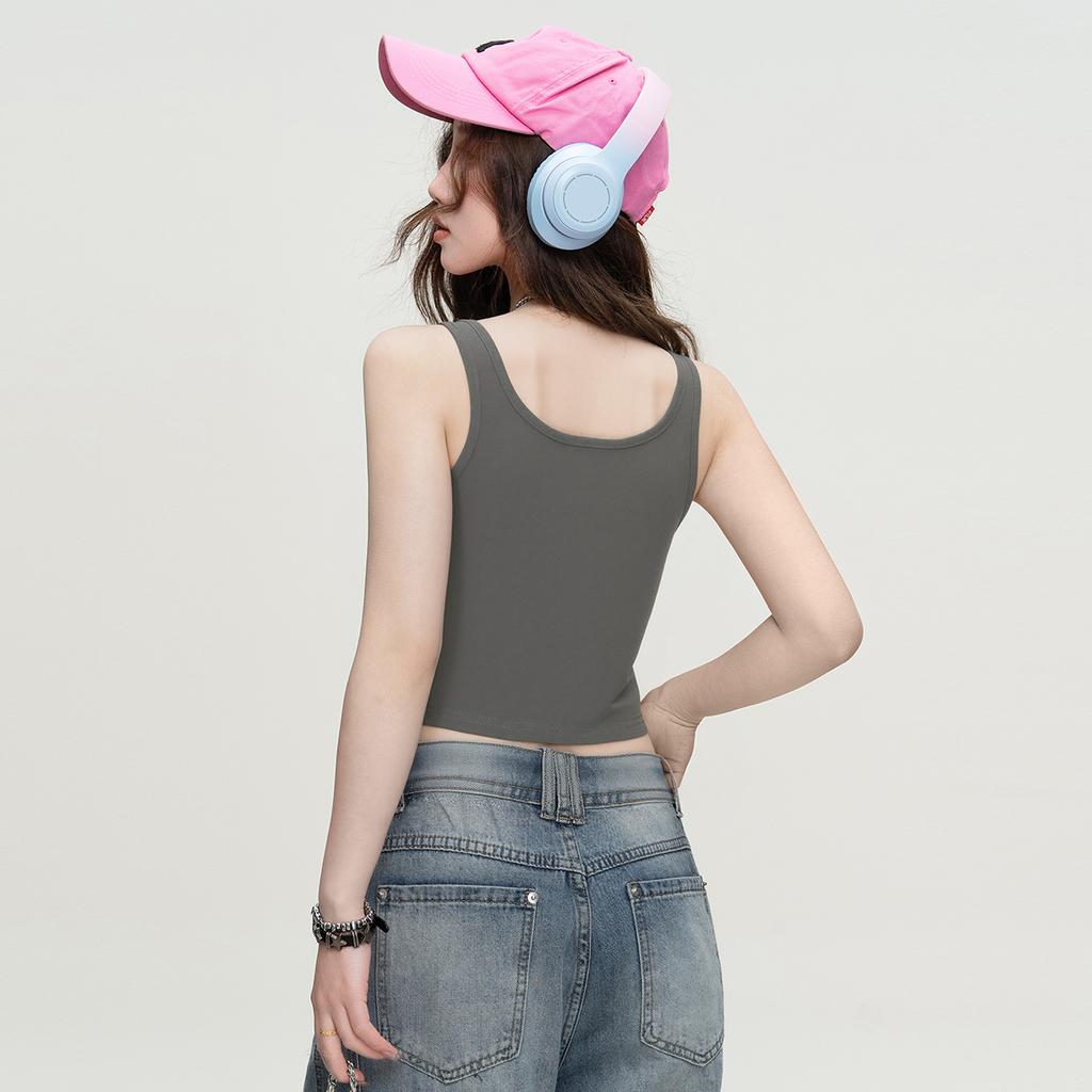 Summer Trendy Hot Girl Fashion Vest Strap Slimming Sleeveless Solid Color Slimming Bottom Top