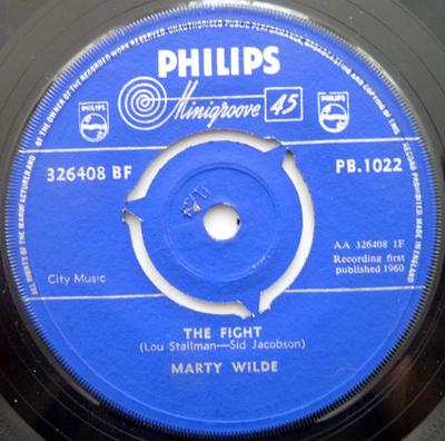 7inch Record MARTY WILDE - The Fight PB1022 Philips 1960 UK Rock Used