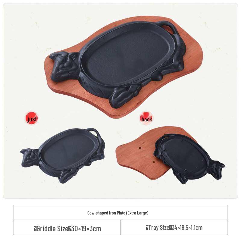 Cast Iron Rectangular Teppanyaki Barbecue Plate for Steak, Fish, and More