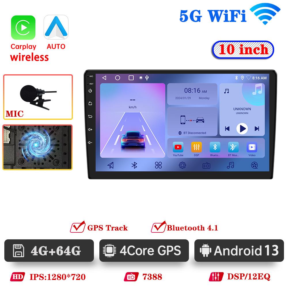 Android 13 Car Radio BT Multimedia Player GPS Wireless Carplay Auto For Toyota Hyundai Nissan Kia Suzuki ISO DVR Head Unit