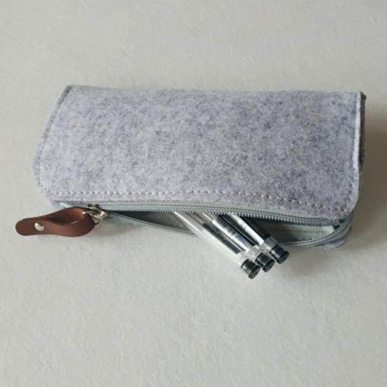 Portable Pencil Case Felt Student Pen Box Ruler Eraser Stationery Zipper Bag