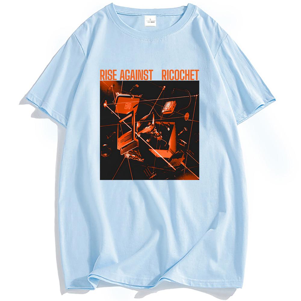 Ricochet Album Cover T-Shirt RISE AGAINST Rock Band Tshirts Casual Short Sleeve Male T Shirt Unisex Hip Hop Streetwear Men Tees