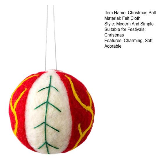 Wool Ball Christmas Ornament Handmade Felt Balls Christmas Tree Hanging Ornaments for Vintage Xmas Holiday Farmhouse Party Decor