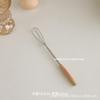 OK Maji Korean-Style Solid Wood Egg Beater: Manual Stainless Steel Mini Whisk & Frother for Kitchen