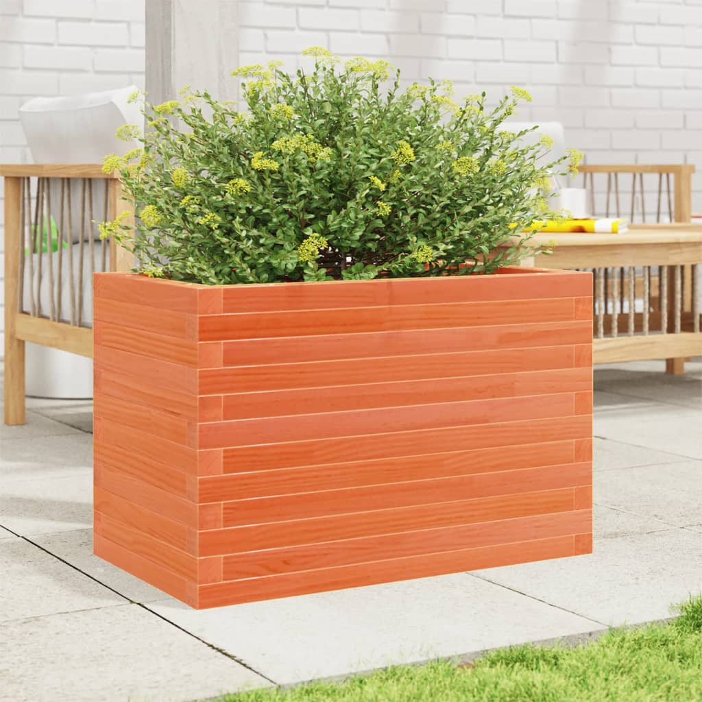 Plant Pot Wax Brown 70 X 40 X 46 Cm Solid Pine Wood