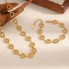 Fashion Stainless Steel Small Circular Ring Bracelet Necklace Set 18K Gold Plated Jewelry Girl Wrist Accessories Gifts