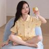 Girls Cotton Gauze Pajama Set Short Sleeve Cartoon Sleepwear Kids Home Wear