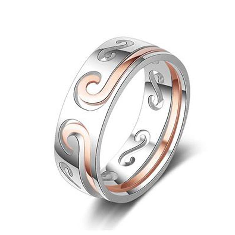 New Couple's Curse Two-in-One Combination Titanium Steel Retro Ring