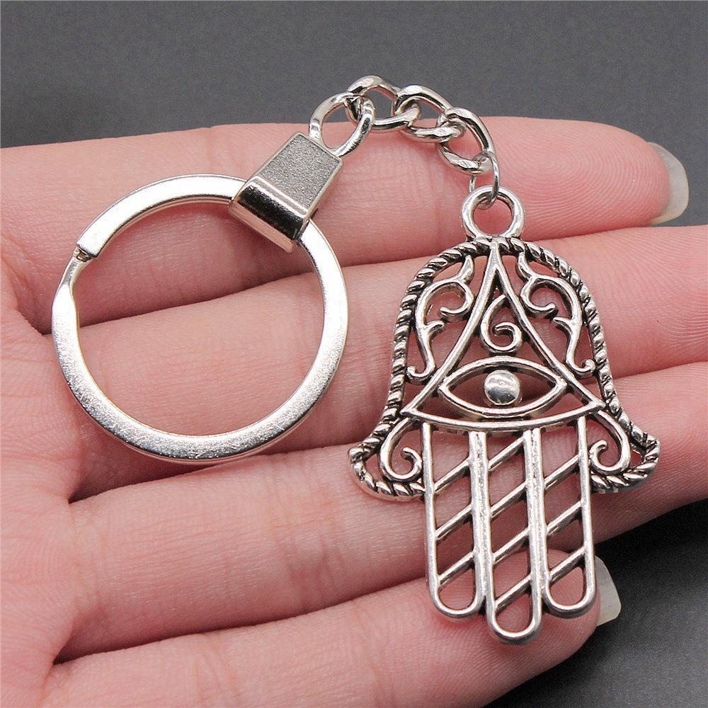 Star of David Talisman Amulet Pendant Antique Bronze Metal Keychain with 30mm Ring for Boys Bag Charm
