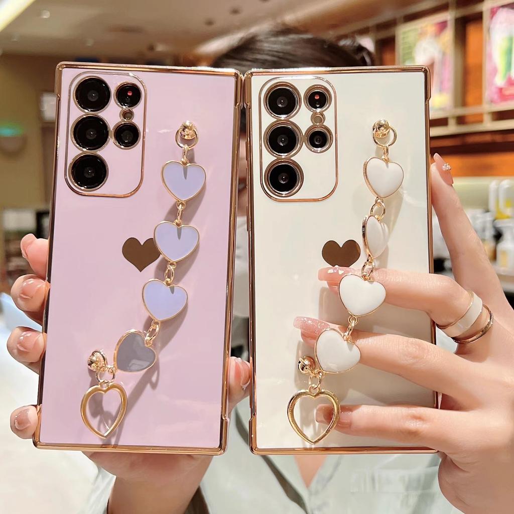 Applicable to Samsung A55 electroplated big wave love bracelet mobile phone case A54 side love anti-drop A36/A56
