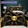 Gorgeous Ribbon Bow Pattern Bedding uilt Set uilt Cover Pillowcase Home Decoration Birthday Gift (1 * duvet cover + 2 * pillowcase without core)
