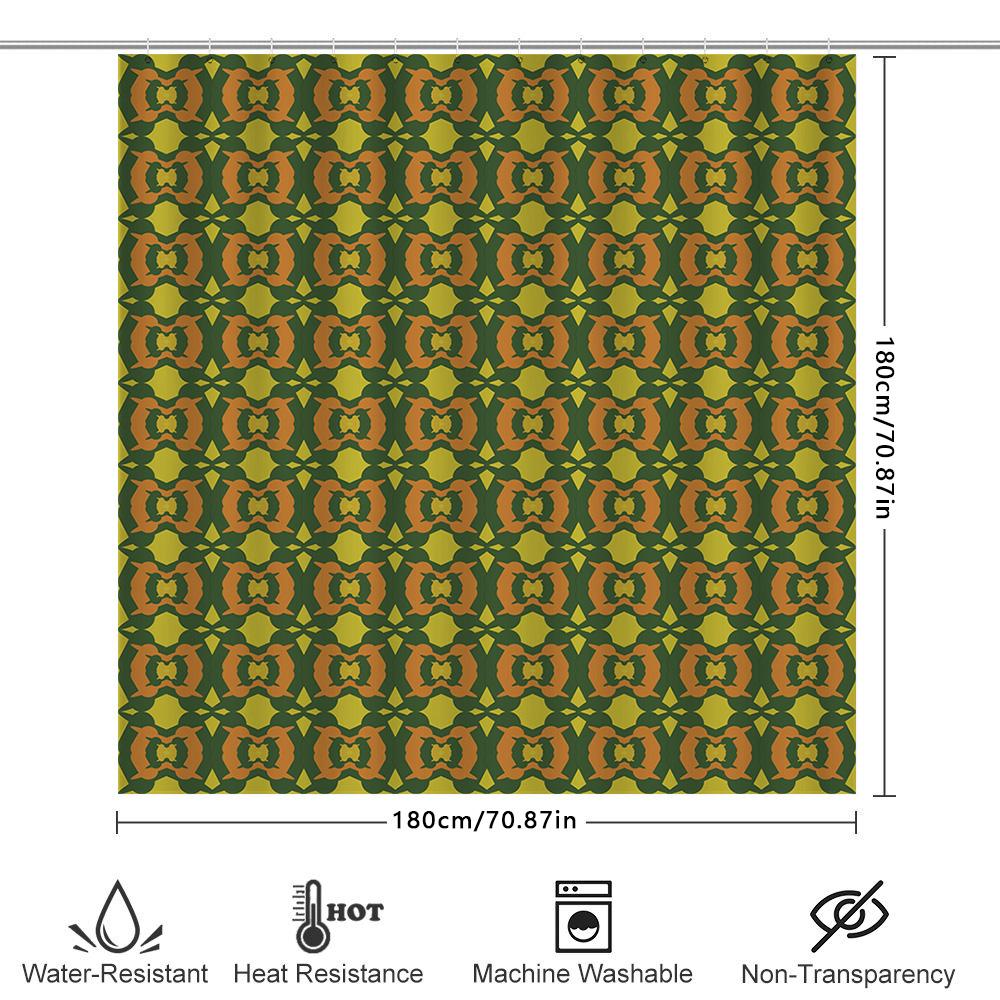 Green Orange Geometric Shower Curtain Waterproof Bath Decor Abstract Print Modern Bathing Room Decoration For Home Living Room K
