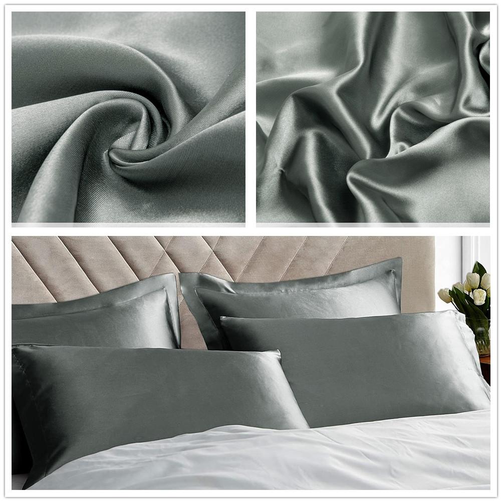 Satin Pillowcase for Hair and Skin Care Standard Queen Washable Pillow Covers Set of 2 with Envelope Closure Gifts for Women Men