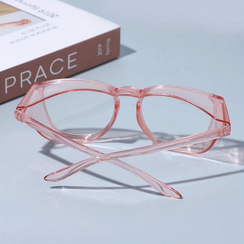 Fashionable Pink Transparent Box Women's Glasses, Full Frame Design, Transparent Lenses, Daily Casual Style